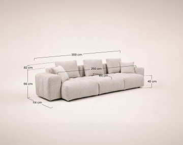 Canapé modulable 3 places en velours texturé Colette