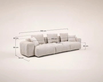 Canapé modulable 3 places en velours texturé Colette