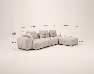 Canapé modulable 4 places en velours texturé Colette