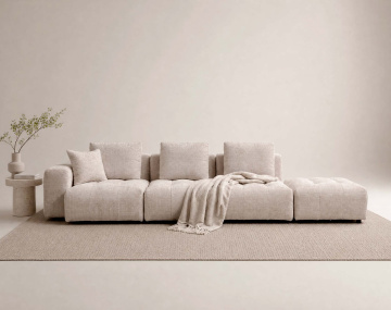 Canapé modulable 4 places en velours texturé Colette