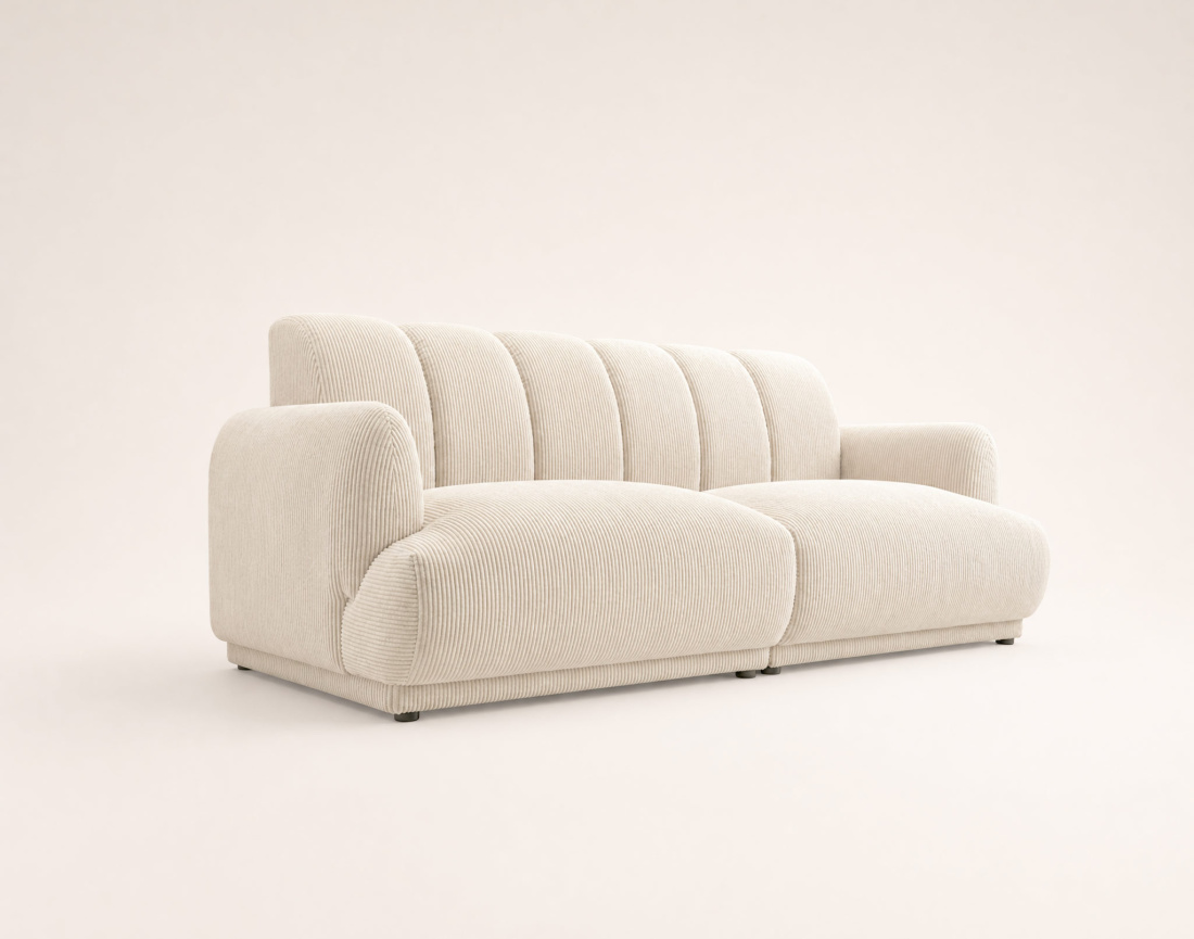 Canapé droit LUIGI 3 places en velours côtelé | Best Mobilier