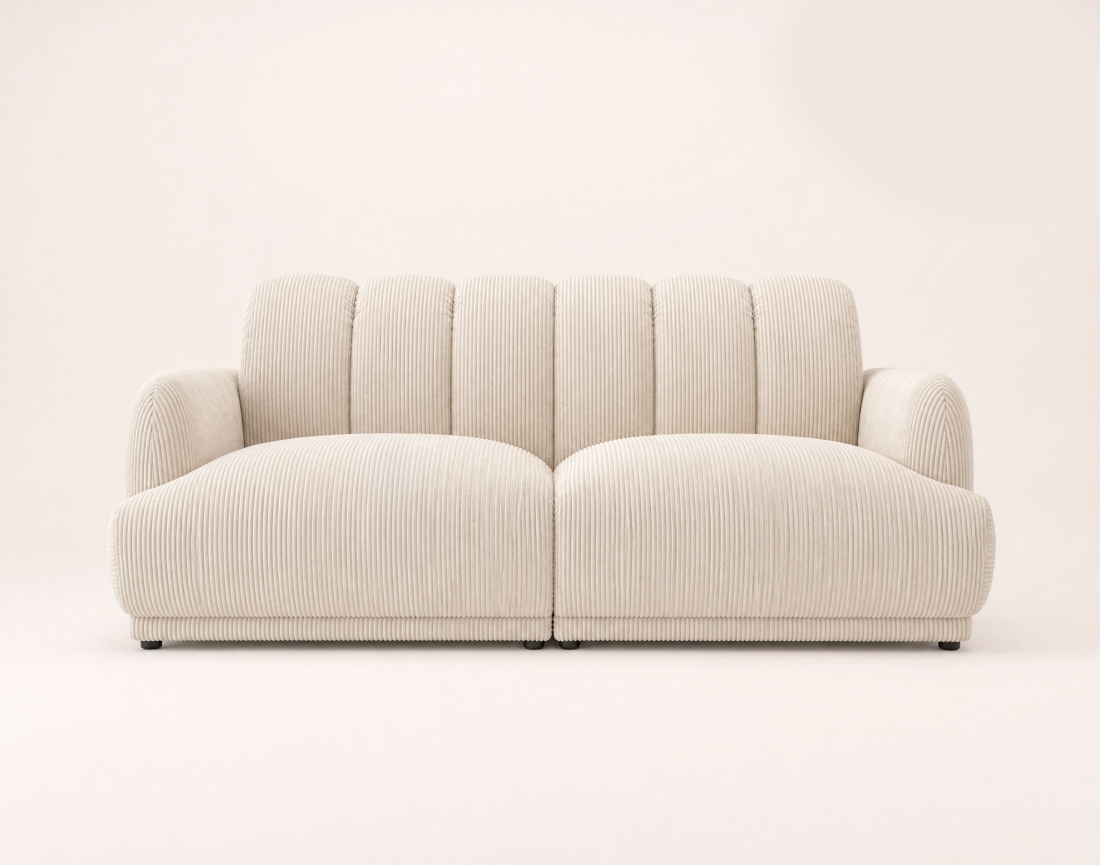 Canapé droit LUIGI 3 places en velours côtelé | Best Mobilier