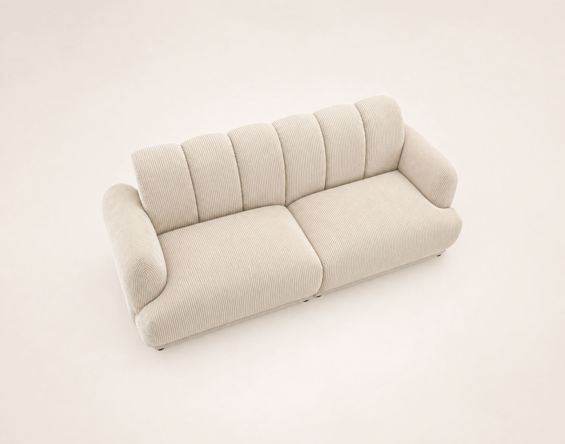 Canapé droit LUIGI 3 places en velours côtelé | Best Mobilier