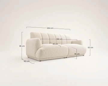 Canapé droit LUIGI 3 places en velours côtelé | Best Mobilier