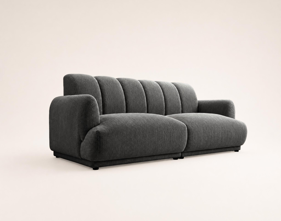 Canapé droit LUIGI 3 places en velours côtelé | Best Mobilier