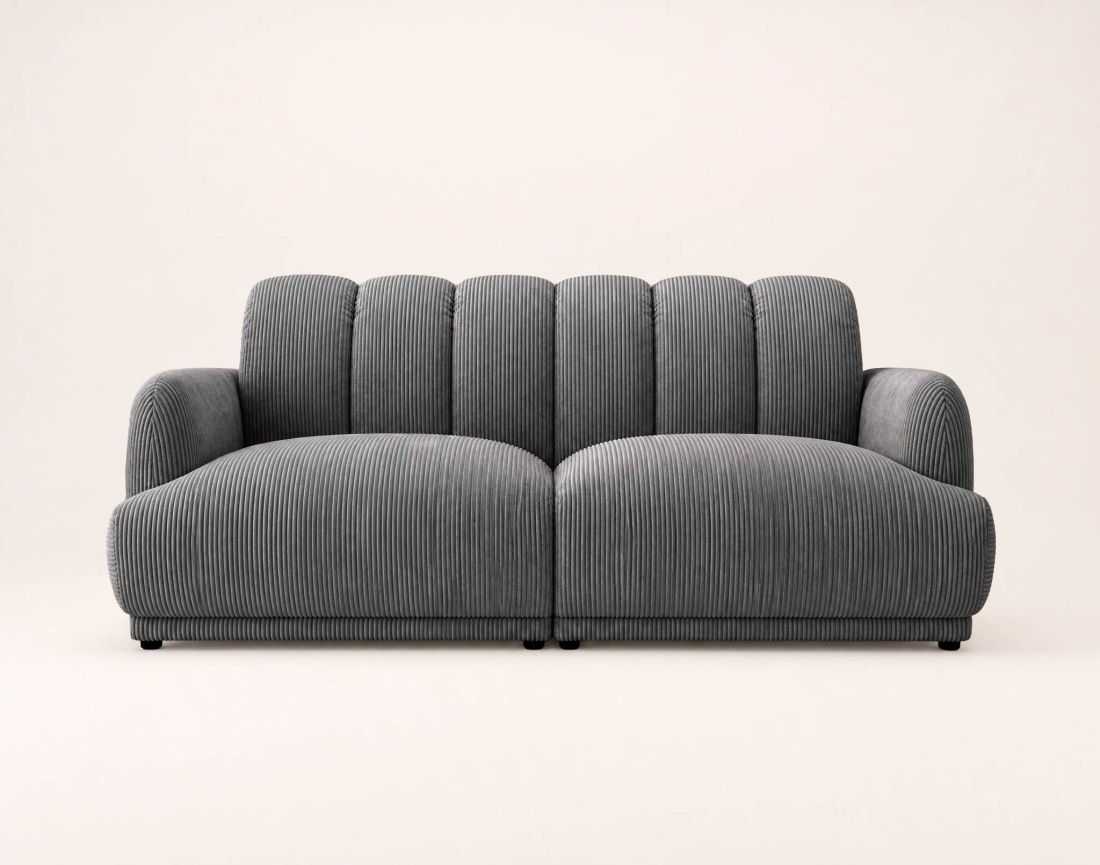 Canapé droit LUIGI 3 places en velours côtelé | Best Mobilier