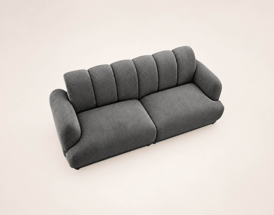 Canapé droit LUIGI 3 places en velours côtelé | Best Mobilier
