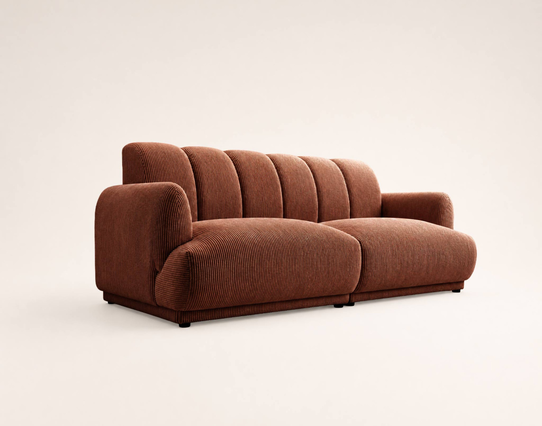 Canapé droit LUIGI 3 places en velours côtelé | Best Mobilier