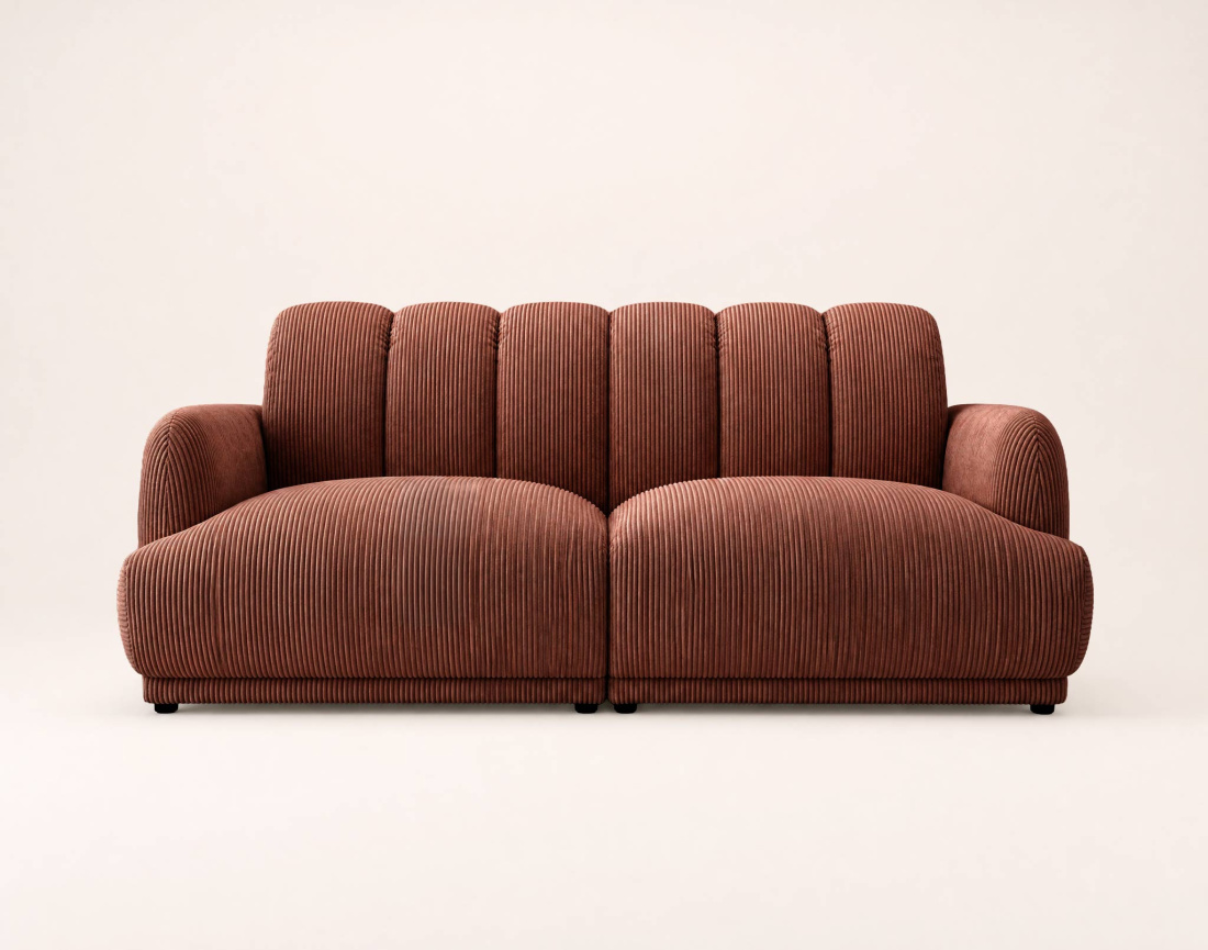 Canapé droit LUIGI 3 places en velours côtelé | Best Mobilier