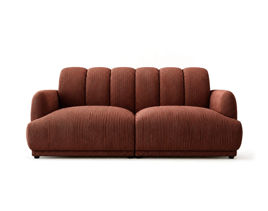 Canapé droit LUIGI 3 places en velours côtelé | Best Mobilier