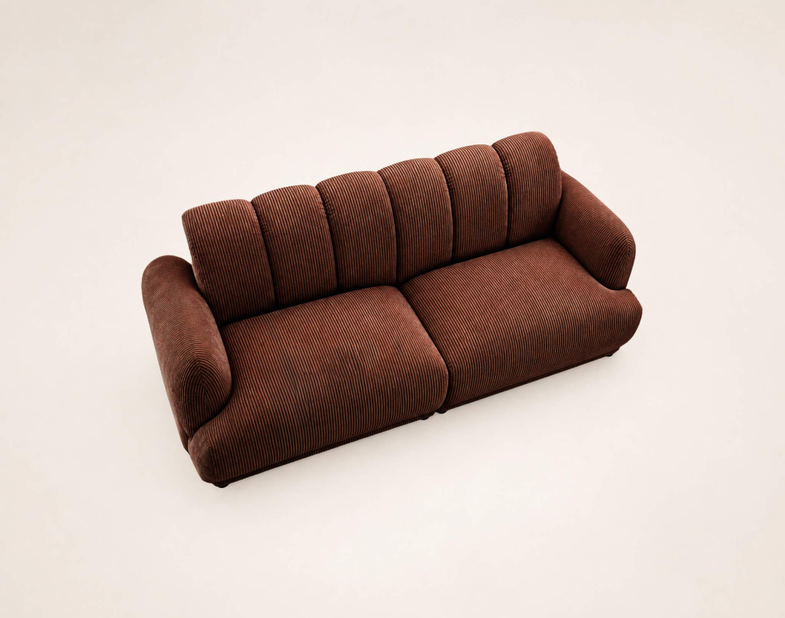 Canapé droit LUIGI 3 places en velours côtelé | Best Mobilier