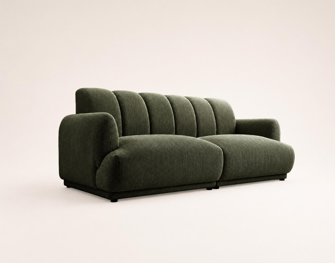 Canapé droit LUIGI 3 places en velours côtelé | Best Mobilier