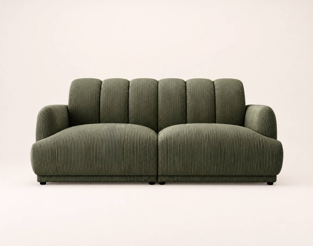 Canapé droit LUIGI 3 places en velours côtelé | Best Mobilier