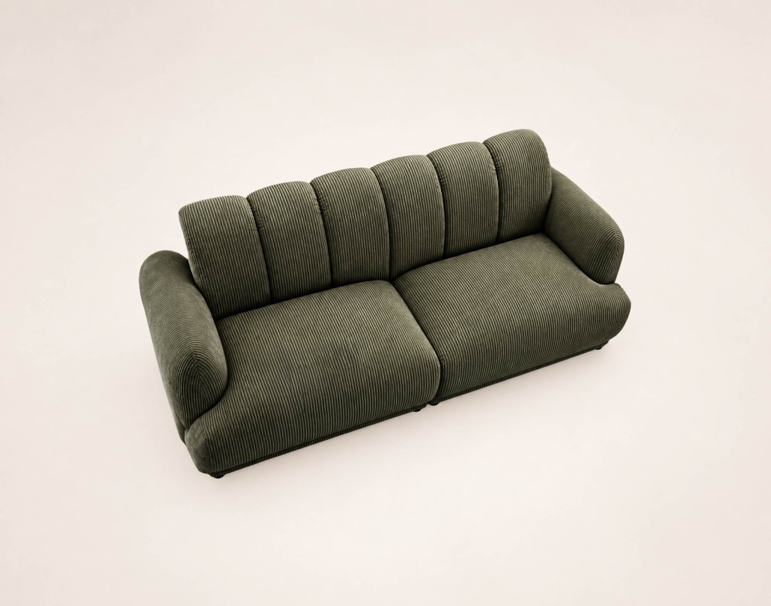 Canapé droit LUIGI 3 places en velours côtelé | Best Mobilier
