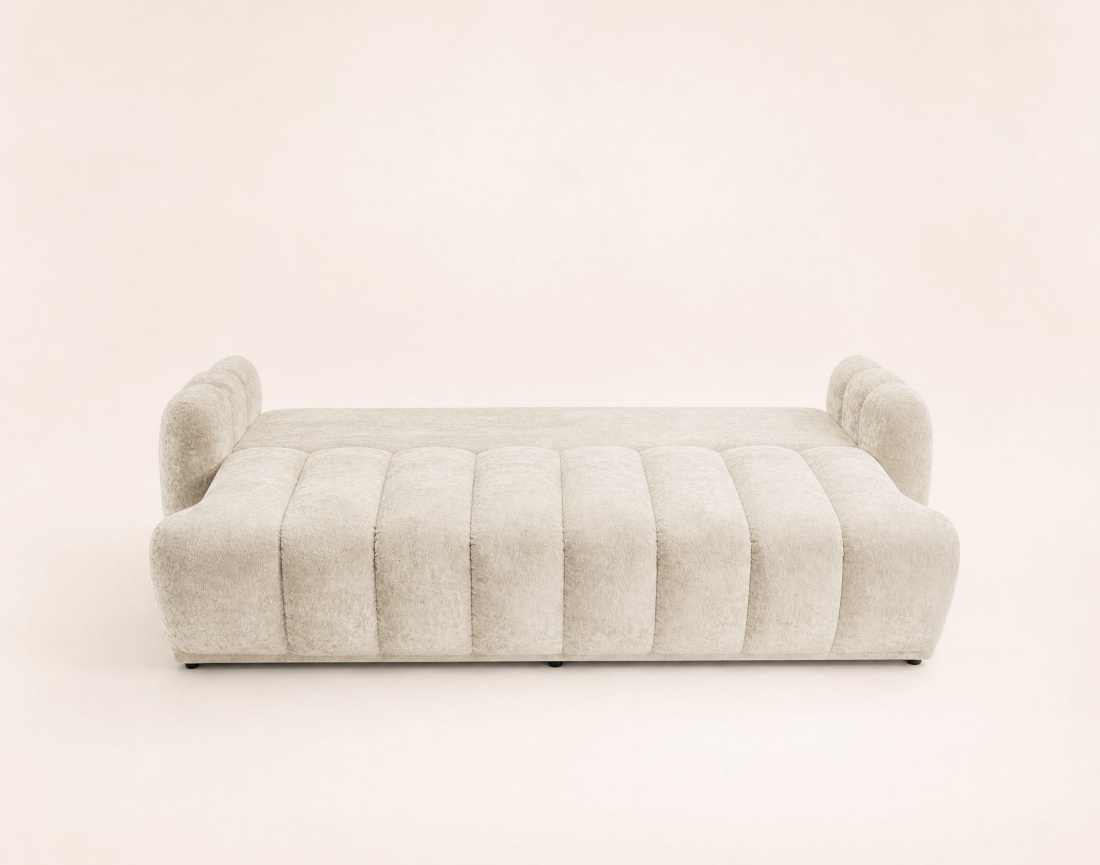 Canapé droit SILVIA 3 places convertible avec coffrre en tissu bouclette | Best Mobilier