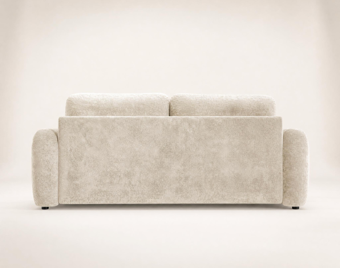 Canapé droit SILVIA 3 places convertible avec coffrre en tissu bouclette | Best Mobilier