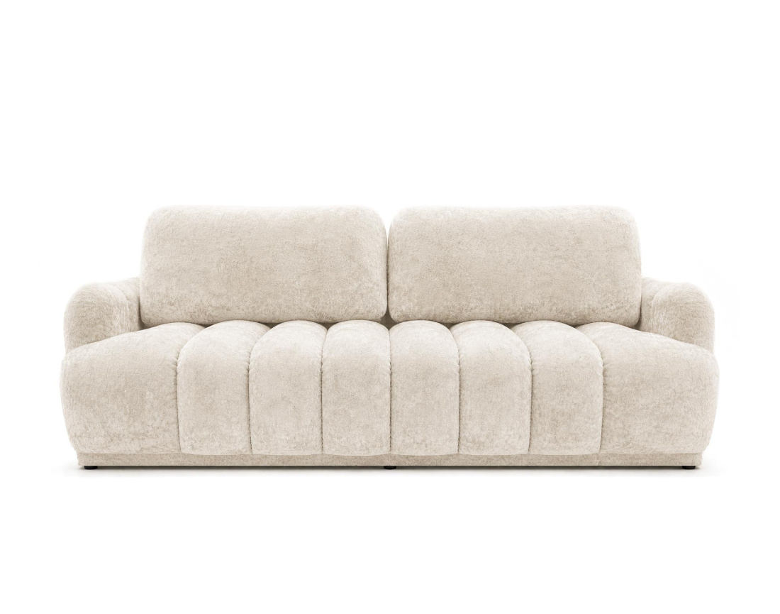 Canapé droit SILVIA 3 places convertible avec coffrre en tissu bouclette | Best Mobilier