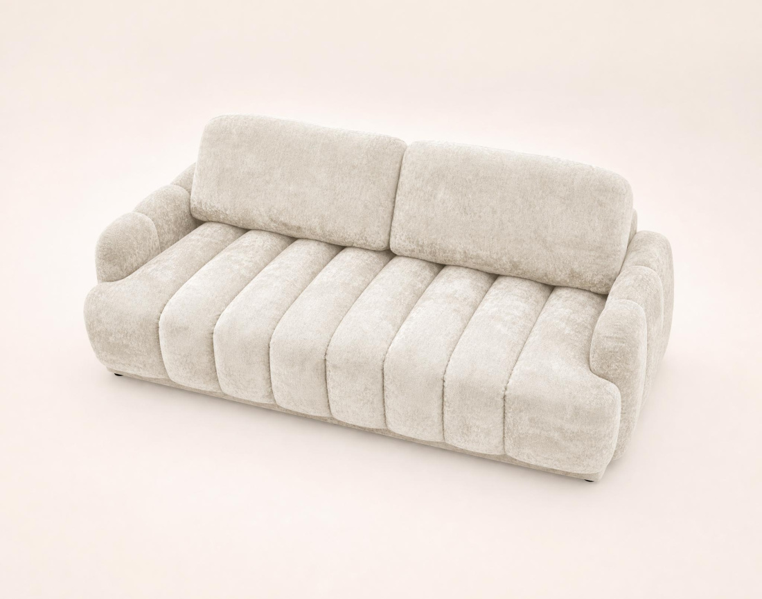 Canapé droit SILVIA 3 places convertible avec coffrre en tissu bouclette | Best Mobilier