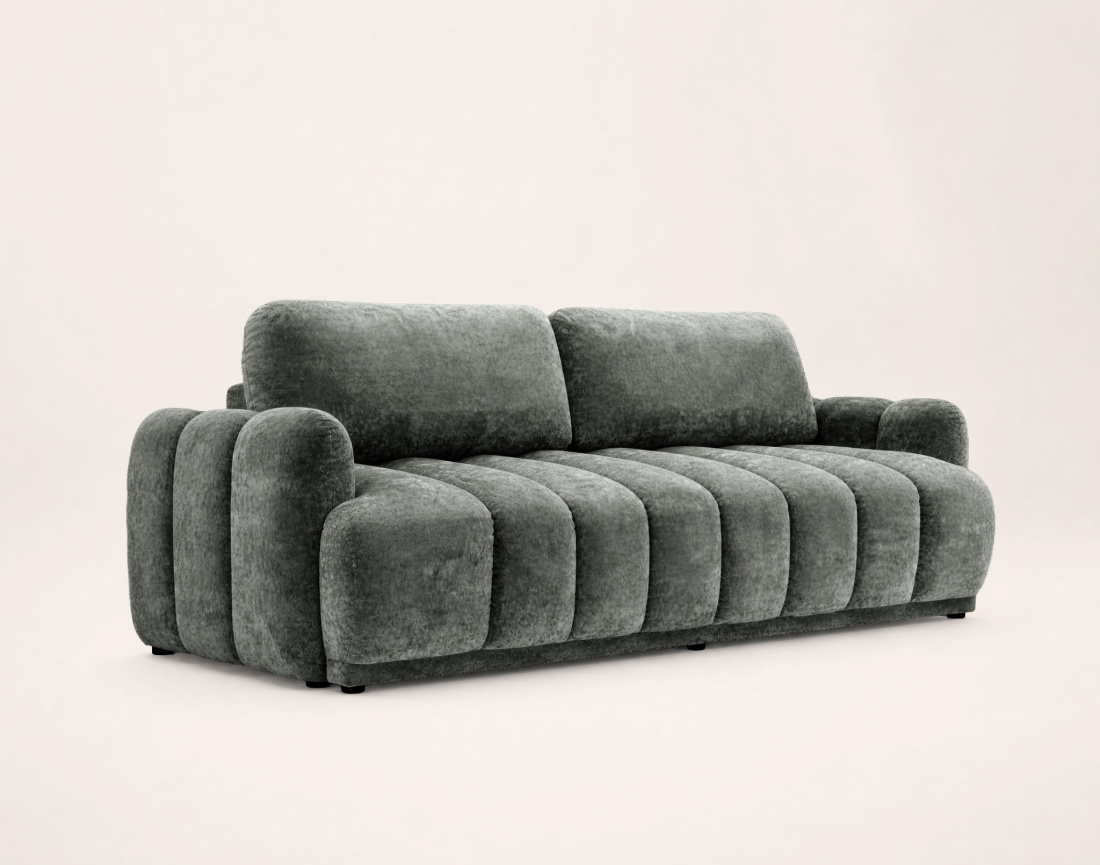 Canapé droit SILVIA 3 places convertible avec coffrre en tissu bouclette | Best Mobilier