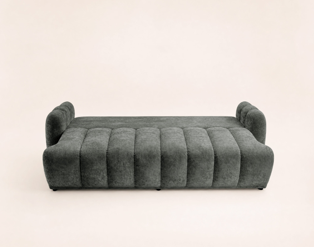 Canapé droit SILVIA 3 places convertible avec coffrre en tissu bouclette | Best Mobilier