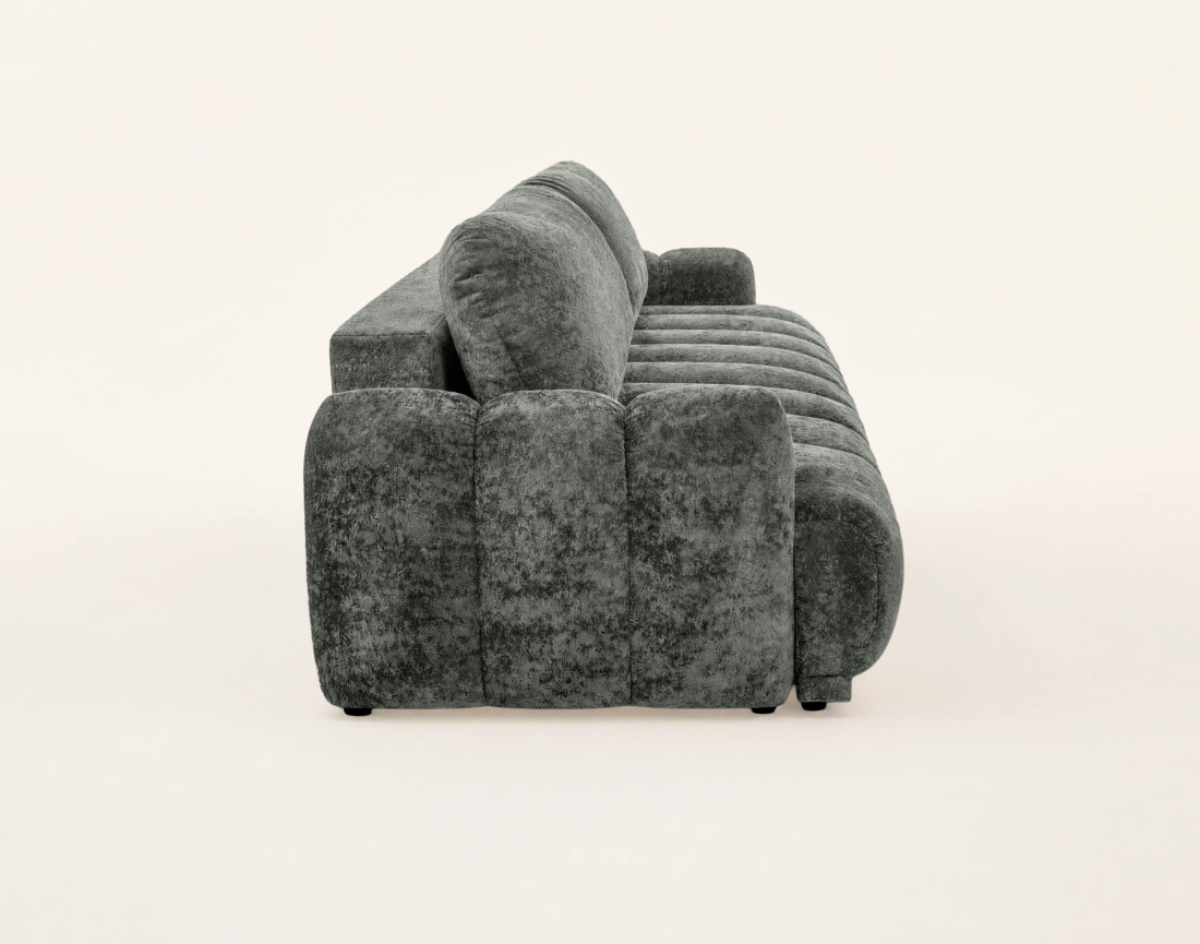 Canapé droit SILVIA 3 places convertible avec coffrre en tissu bouclette | Best Mobilier