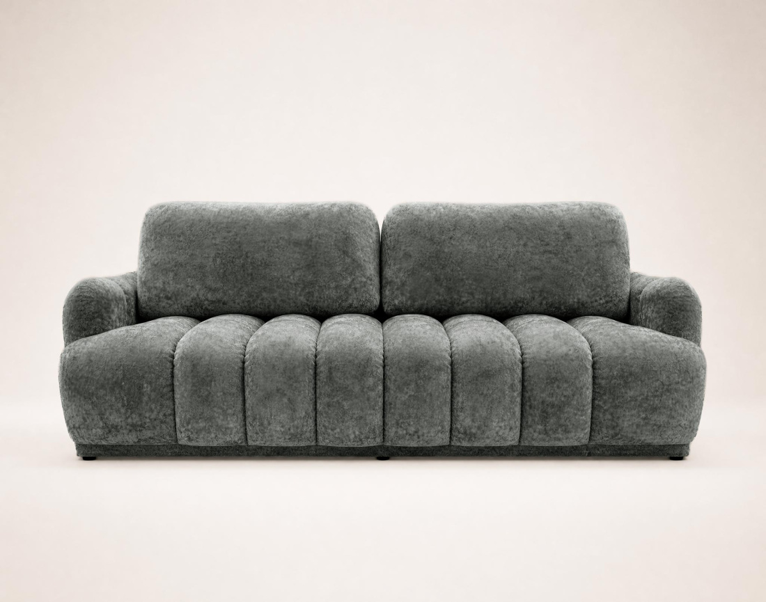 Canapé droit SILVIA 3 places convertible avec coffrre en tissu bouclette | Best Mobilier