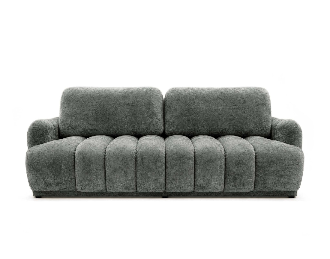 Canapé droit SILVIA 3 places convertible avec coffrre en tissu bouclette | Best Mobilier