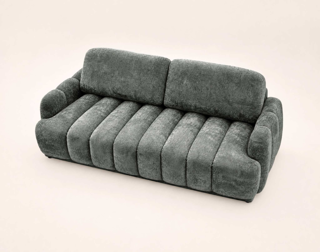 Canapé droit SILVIA 3 places convertible avec coffrre en tissu bouclette | Best Mobilier