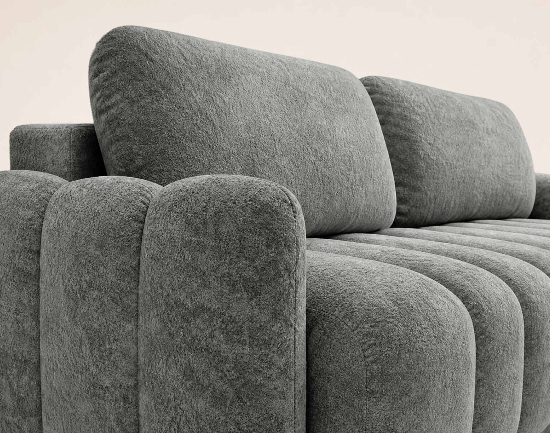 Canapé droit SILVIA 3 places convertible avec coffrre en tissu bouclette | Best Mobilier
