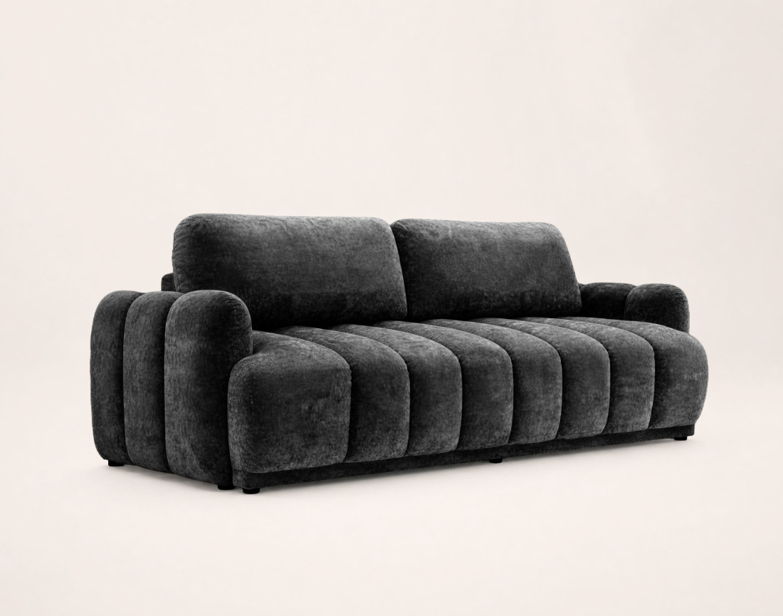 Canapé droit SILVIA 3 places convertible avec coffrre en tissu bouclette | Best Mobilier