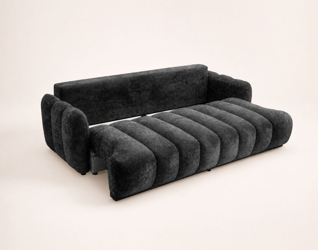 Canapé droit SILVIA 3 places convertible avec coffrre en tissu bouclette | Best Mobilier