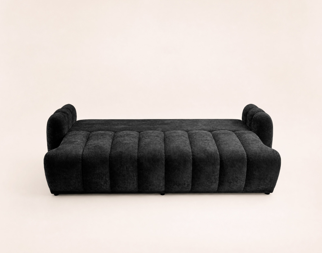 Canapé droit SILVIA 3 places convertible avec coffrre en tissu bouclette | Best Mobilier
