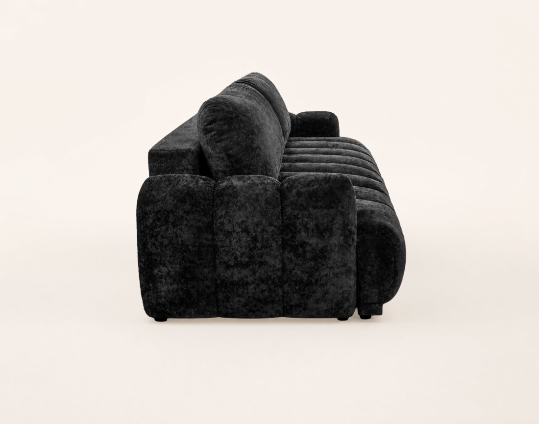 Canapé droit SILVIA 3 places convertible avec coffrre en tissu bouclette | Best Mobilier