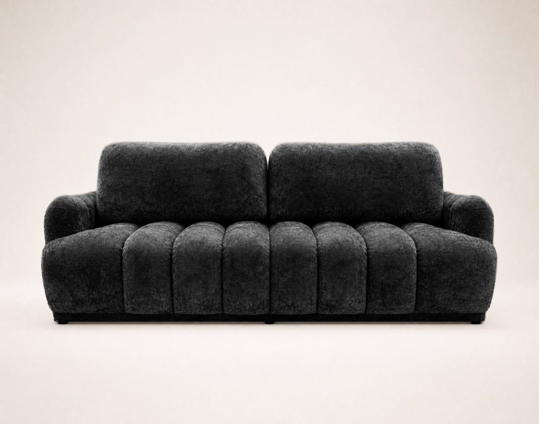 Canapé droit SILVIA 3 places convertible avec coffrre en tissu bouclette | Best Mobilier
