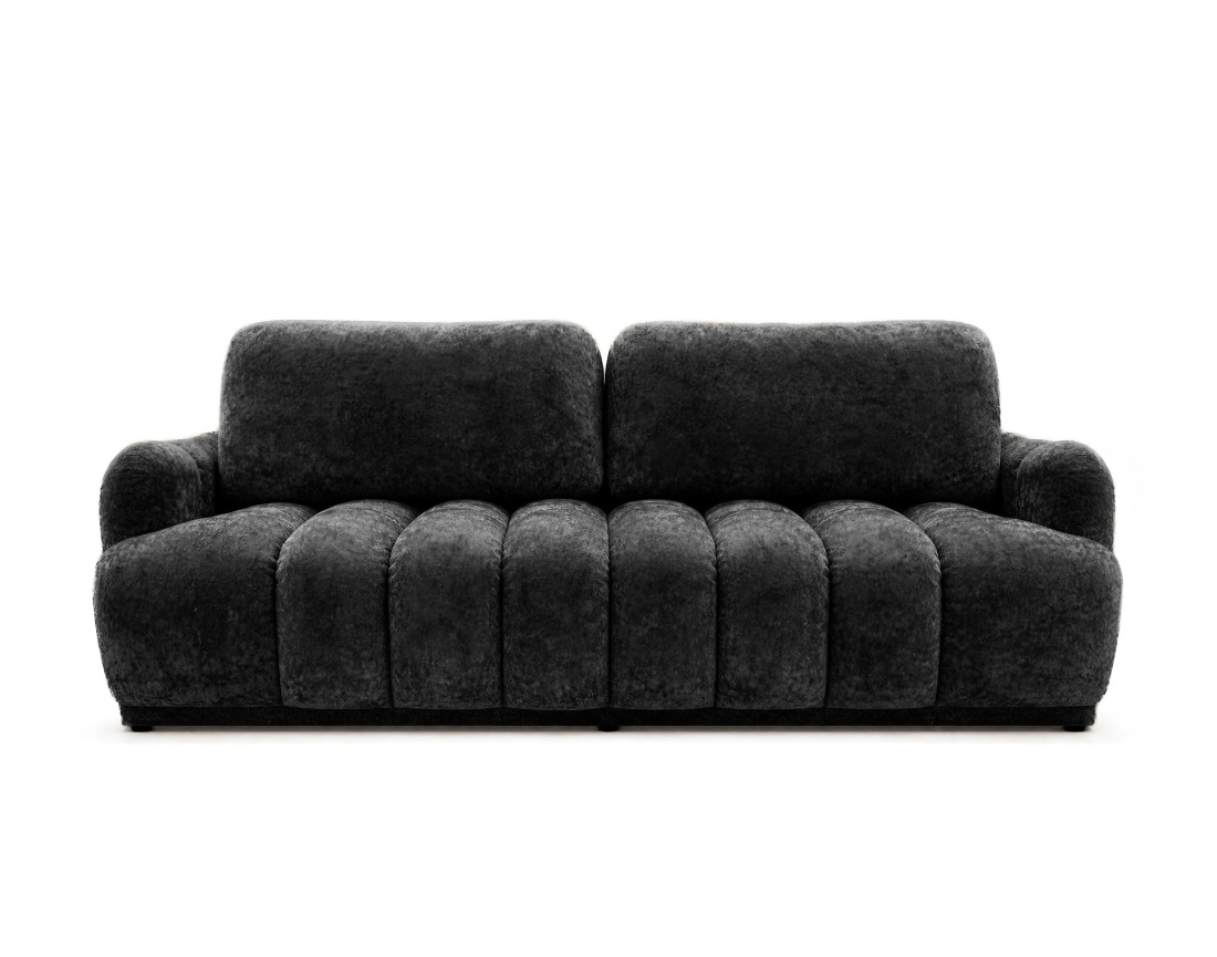 Canapé droit SILVIA 3 places convertible avec coffrre en tissu bouclette | Best Mobilier