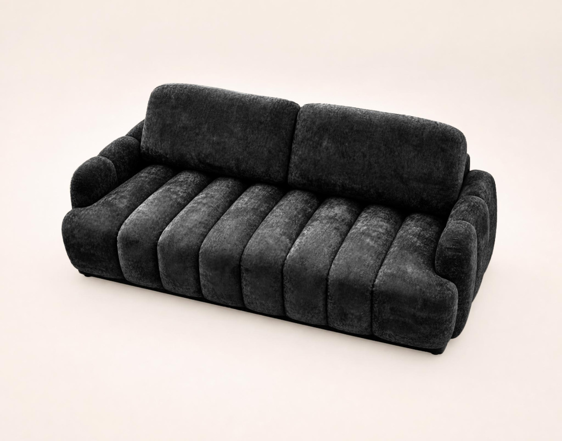Canapé droit SILVIA 3 places convertible avec coffrre en tissu bouclette | Best Mobilier