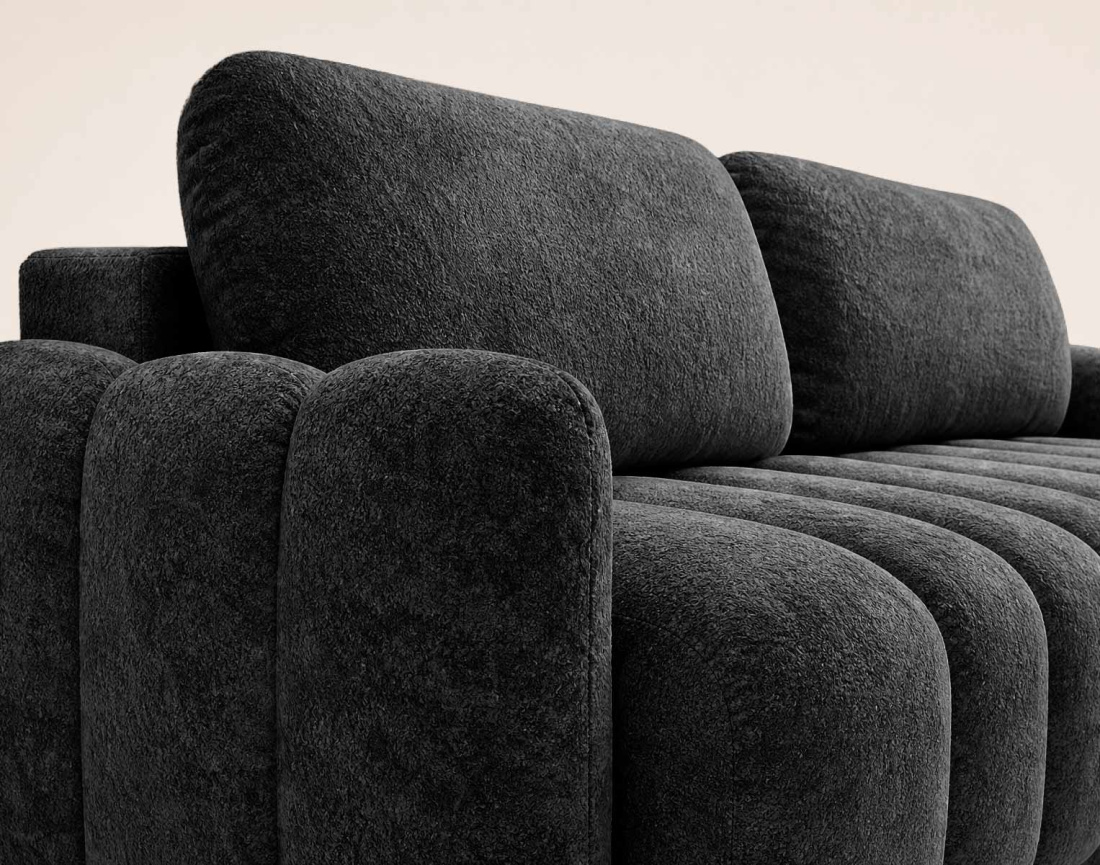 Canapé droit SILVIA 3 places convertible avec coffrre en tissu bouclette | Best Mobilier