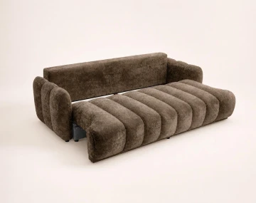 Canapé droit SILVIA 3 places convertible avec coffrre en tissu bouclette | Best Mobilier