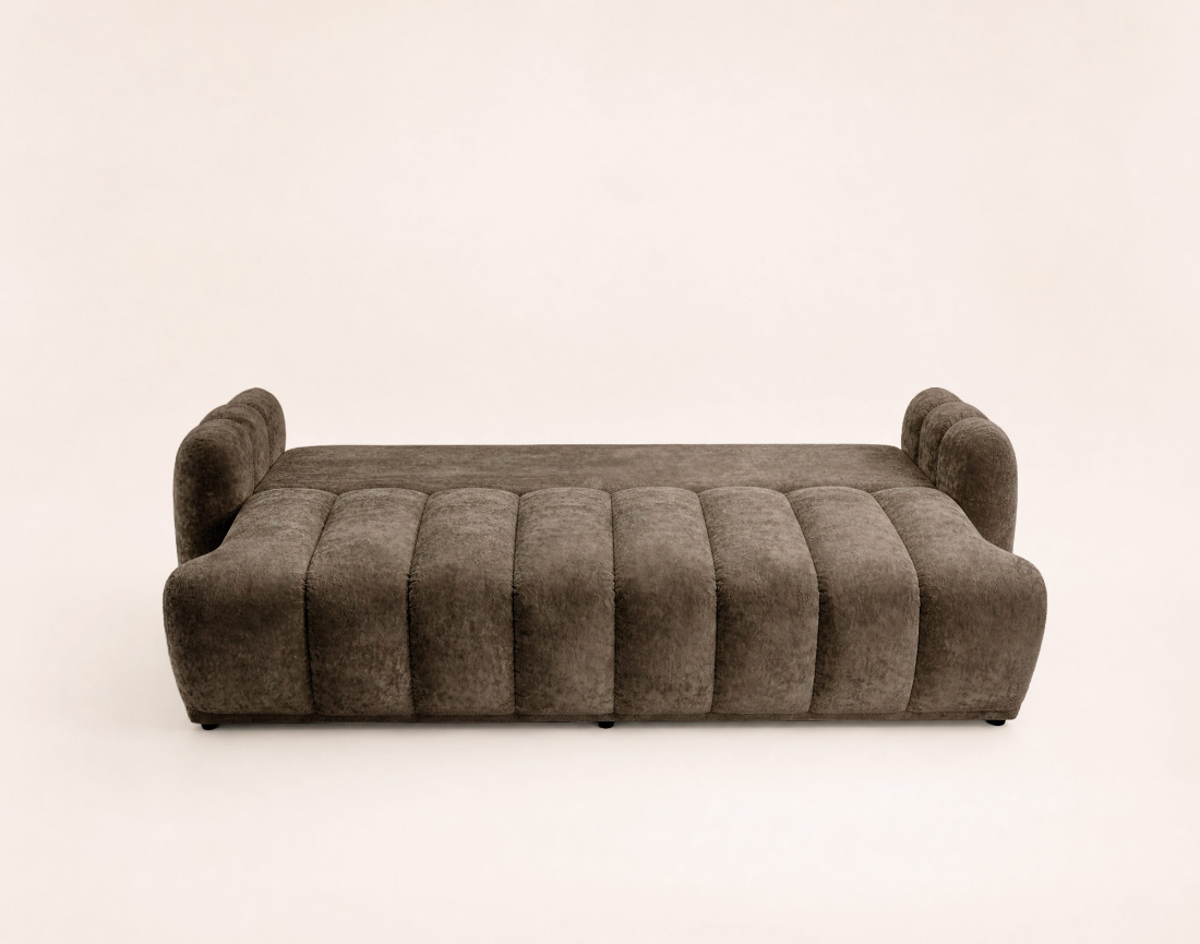 Canapé droit SILVIA 3 places convertible avec coffrre en tissu bouclette | Best Mobilier