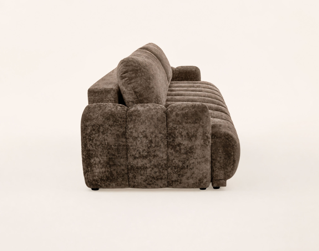 Canapé droit SILVIA 3 places convertible avec coffrre en tissu bouclette | Best Mobilier