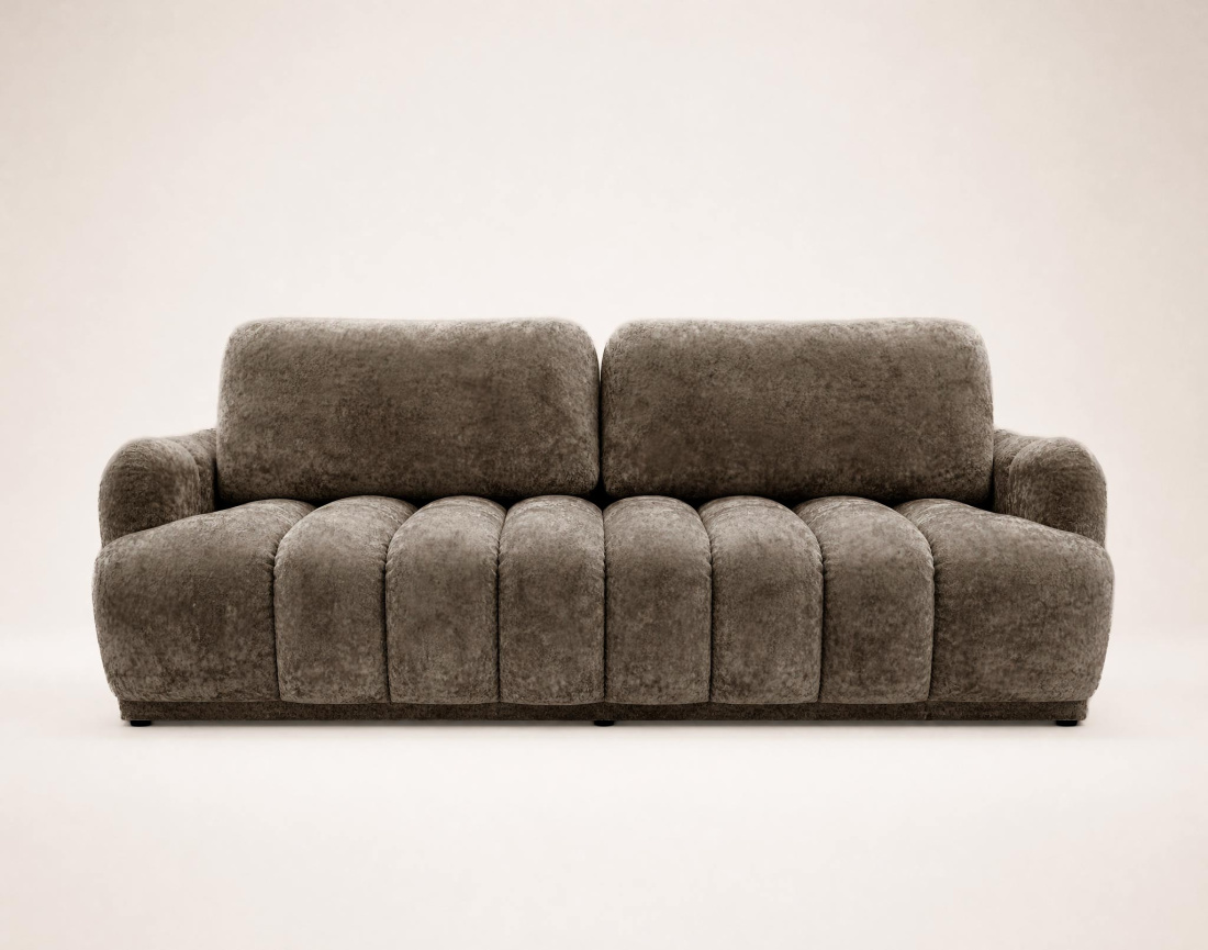 Canapé droit SILVIA 3 places convertible avec coffrre en tissu bouclette | Best Mobilier