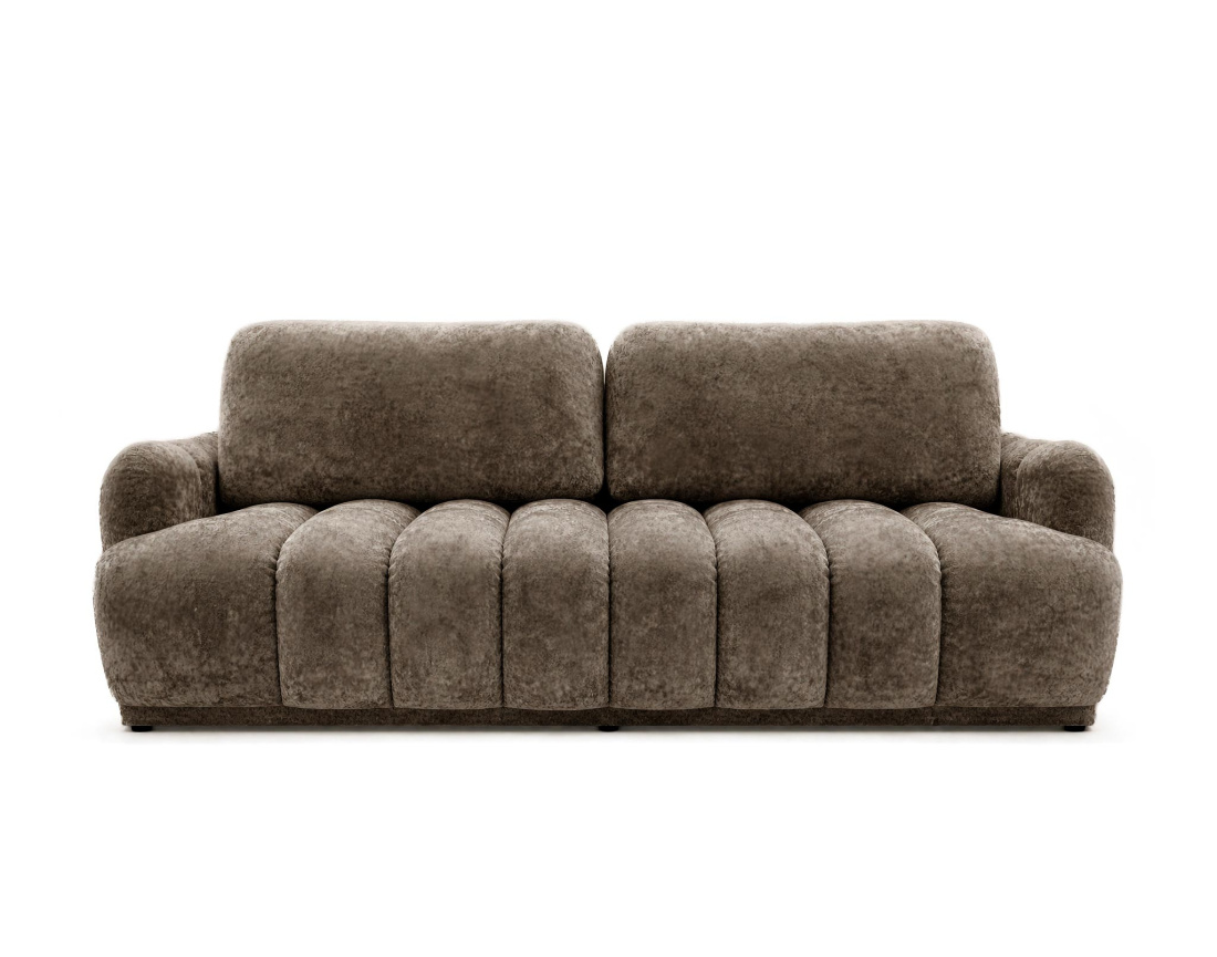 Canapé droit SILVIA 3 places convertible avec coffrre en tissu bouclette | Best Mobilier