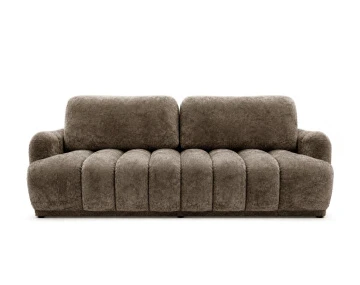 Canapé droit SILVIA 3 places convertible avec coffrre en tissu bouclette | Best Mobilier