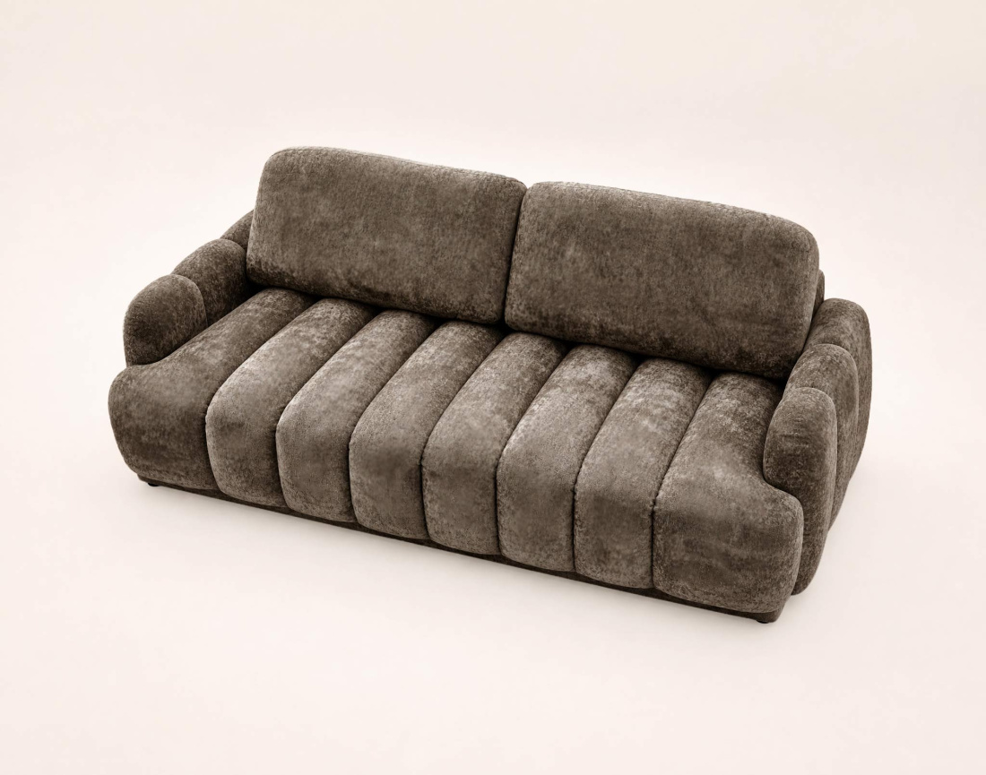 Canapé droit SILVIA 3 places convertible avec coffrre en tissu bouclette | Best Mobilier