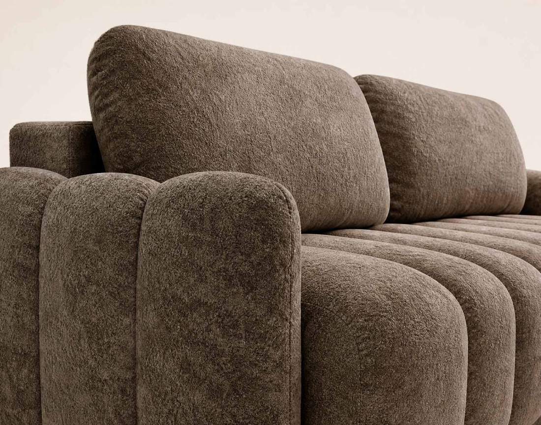 Canapé droit SILVIA 3 places convertible avec coffrre en tissu bouclette | Best Mobilier