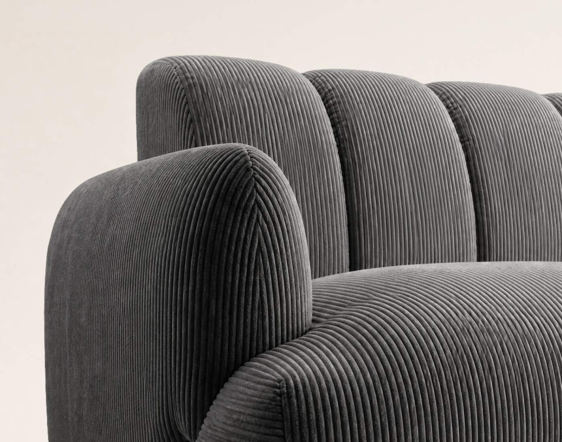 Canapé droit LUIGI 3 places en velours côtelé | Best Mobilier
