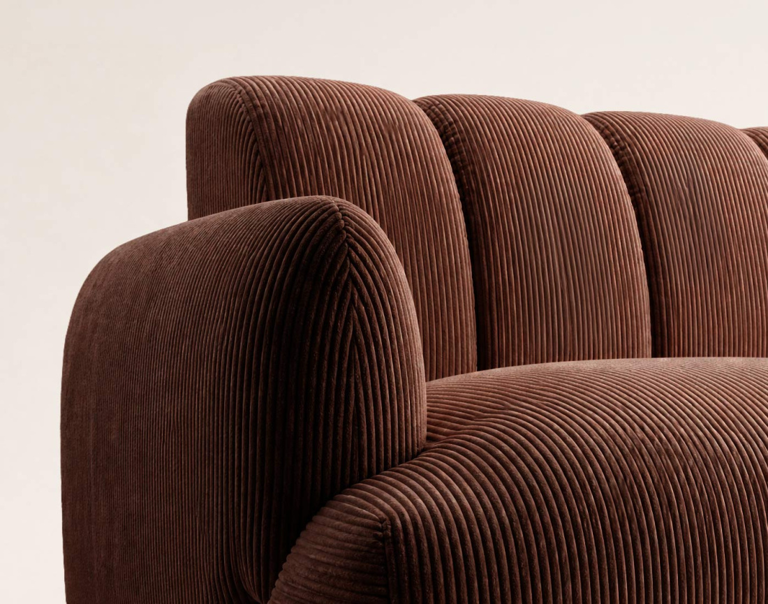 Canapé droit LUIGI 3 places en velours côtelé | Best Mobilier