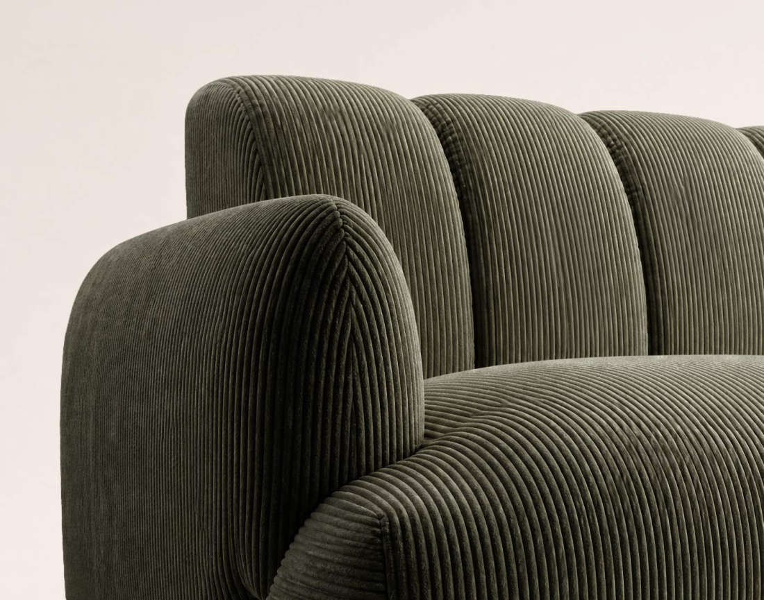 Canapé droit LUIGI 3 places en velours côtelé | Best Mobilier