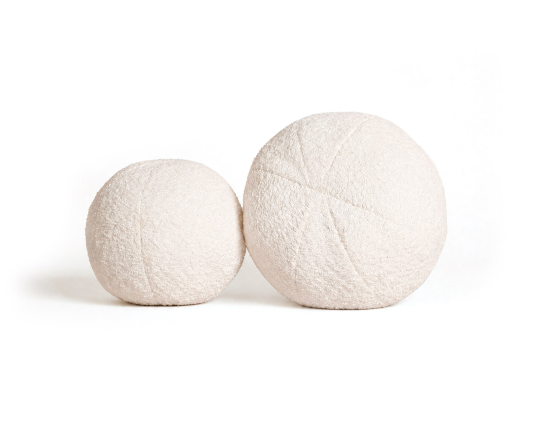 Lot de 2 coussins boules JOAO en tissu bouclette | Best Mobilier