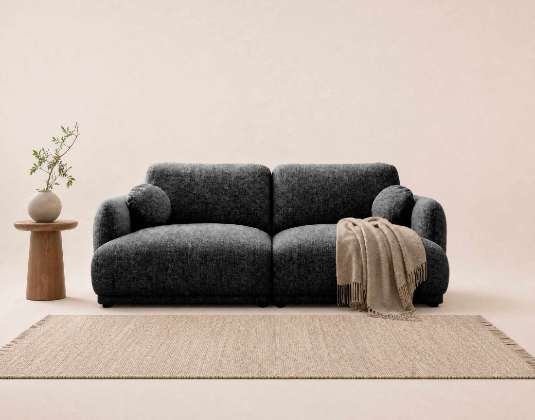 Canapé droit PIETRO 3 places en tissu texturé | Best Mobilier